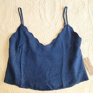 NWT Iris Scallop Chambray Cami Crop Top Size Small